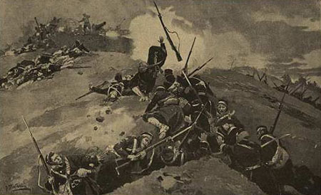 日军向俄军坚守的旅顺港要塞发起第一次进攻