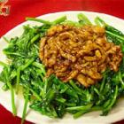 豆苗炒鸡丝